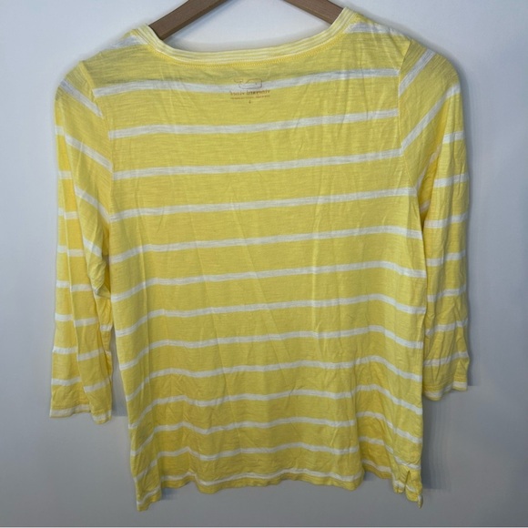 Vineyard Vines Yellow and White Stripe 3/4 Length Sleeve T-Shirt, Size Small - Picture 5 of 7